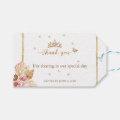 Floral Pink Blush Gown Quinceanera Cadeaulabel (Voorkant (Horizontaal))