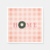 Floral Pink Blush "HOME" Farmhouse Pset Gingham Servet (Voorkant)