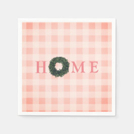 Floral Pink Blush "HOME" Farmhouse Pset Gingham Servet