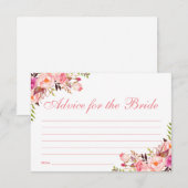 Floral Pink Blush Vrijgezellenfeest Advice Kaart (Voorkant / Achterkant)