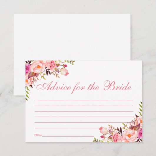 Floral Pink Blush Vrijgezellenfeest Advice Kaart (Voorkant / Achterkant)