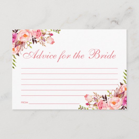 Floral Pink Blush Vrijgezellenfeest Advice Kaart (Voorkant)