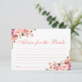 Floral Pink Blush Vrijgezellenfeest Advice Kaart (Staand voorkant)