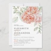 Floral Pink Blush Waterverf Elegant Wedding Kaart (Voorkant)