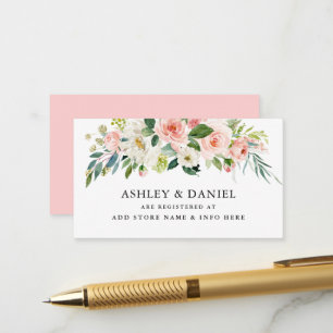 Floral Pink Blush Wedding Registry Insert Kaart