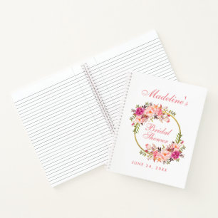 Floral Pink Blush Wreath Vrijgezellenfeest cadeau  Notitieboek