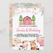 Floral Pink Boerderij Waterverf Kaart (Voorkant / Achterkant)