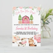 Floral Pink Boerderij Waterverf Uitnodiging (Staand voorkant)