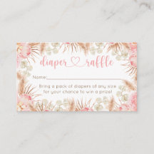 Floral pink Boho Pampas watercolor Diapper Raffle