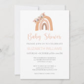 Floral Pink Boho Rainbow Pampas Grass Baby shower Kaart (Voorkant)