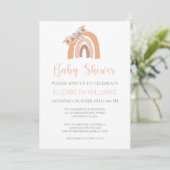 Floral Pink Boho Rainbow Pampas Grass Baby shower Kaart (Staand voorkant)