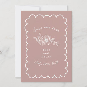 Floral Pink Botanical Bewaar de datum Save The Date