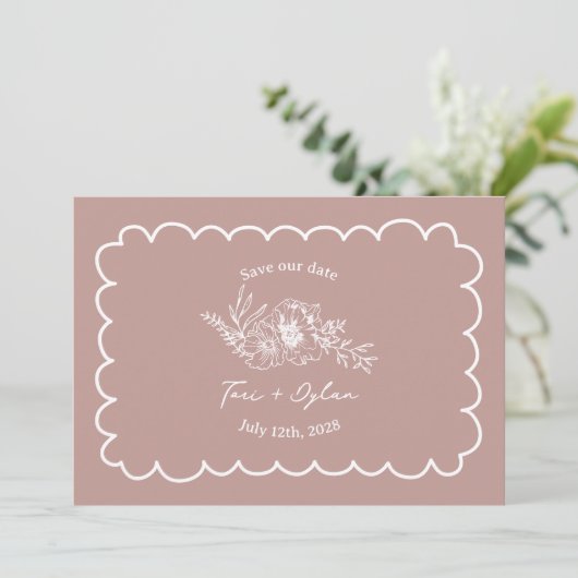 Floral Pink Botanical Bewaar de datumfoto Save The Date (Staand voorkant)
