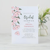 Floral Pink Botanical Cherry Blossom QR Code Kaart (Staand voorkant)