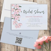 Floral Pink Botanical Cherry Blossom QR Code Kaart