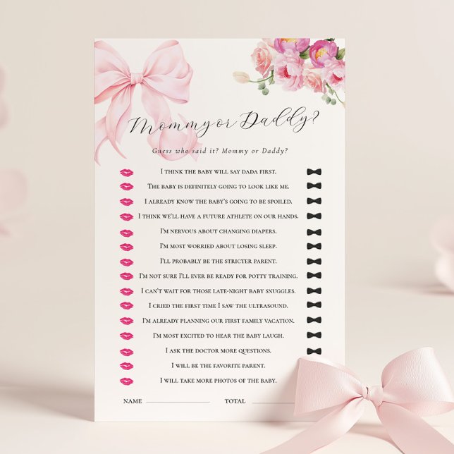 Floral Pink Bow Baby Shower Guess Who Game (Creator heeft geüpload)