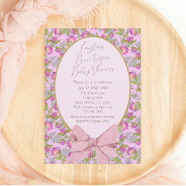  Floral Pink Bow Baby shower Kaart
