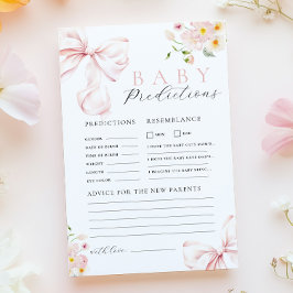 Floral Pink Bow Baby shower Voorspelling Advies Sp