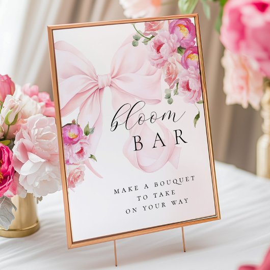 Floral Pink Bow Bouquet Bar Poster