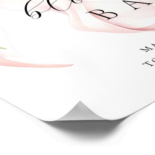 Floral Pink Bow Bouquet Bar Poster (Hoek)