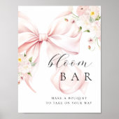 Floral Pink Bow Bouquet Bar Poster (Voorkant)