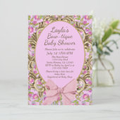Floral Pink Bow Boutique Baby Girl Shower Kaart (Staand voorkant)