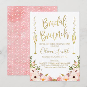 Floral Pink Bridal Brunch Bridal Shower Kaart