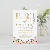 Floral Pink Bridal Brunch Bridal Shower Kaart (Staand voorkant)