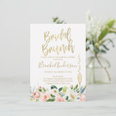 Floral Pink Bridal Brunch Bridal Shower Kaart (Staand voorkant)