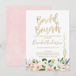 Floral Pink Bridal Brunch Bridal Shower Kaart
