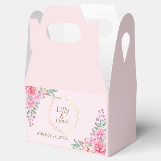 Floral Pink bruiloft Bedankdoosjes (Geopend)