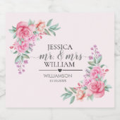 Floral Pink bruiloft Bier Etiket (Enkel label)