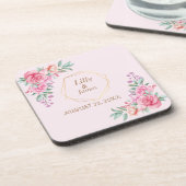 Floral Pink bruiloft Bier Onderzetter (Linkerzijde)