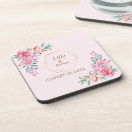 Floral Pink bruiloft Bier Onderzetter