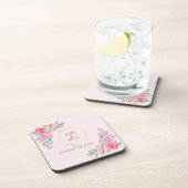 Floral Pink bruiloft Bier Onderzetter (Rechterzijde)