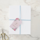 Floral Pink bruiloft Cadeaulabel (Met Touw)