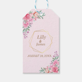 Floral Pink bruiloft Cadeaulabel