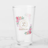 Floral Pink bruiloft Glas (Voorkant)