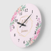 Floral Pink bruiloft Grote Klok (Hoek)