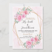 Floral Pink bruiloft Kaart (Voorkant)