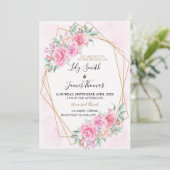 Floral Pink bruiloft Kaart (Staand voorkant)