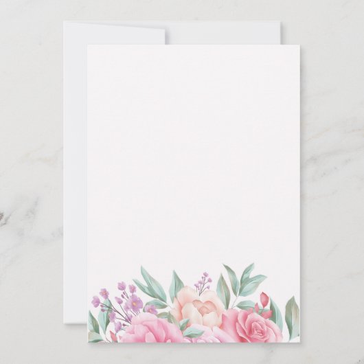 Floral Pink bruiloft Kaart (Achterkant)