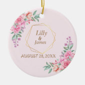 Floral Pink bruiloft Keramisch Ornament (Voorkant)