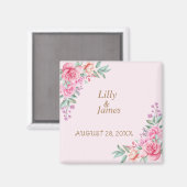 Floral Pink bruiloft Magneet (Voorkant / Achterkant)