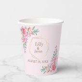Floral Pink bruiloft Papieren Bekers (Voorkant)