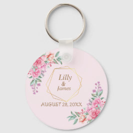 Floral Pink bruiloft Sleutelhanger