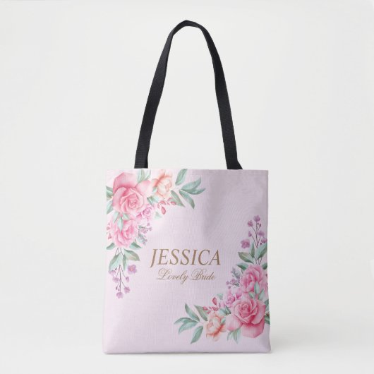 Floral Pink bruiloft Tote Bag (Voorkant)