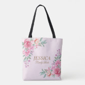Floral Pink bruiloft Tote Bag (Achterkant)