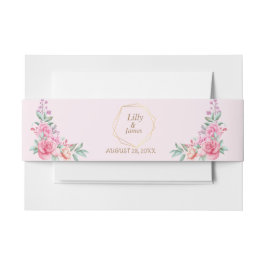 Floral Pink bruiloft Uitnodigingen Wikkel