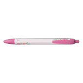 Floral Pink bruiloft Zwarte Inkt Pen (Achterkant)